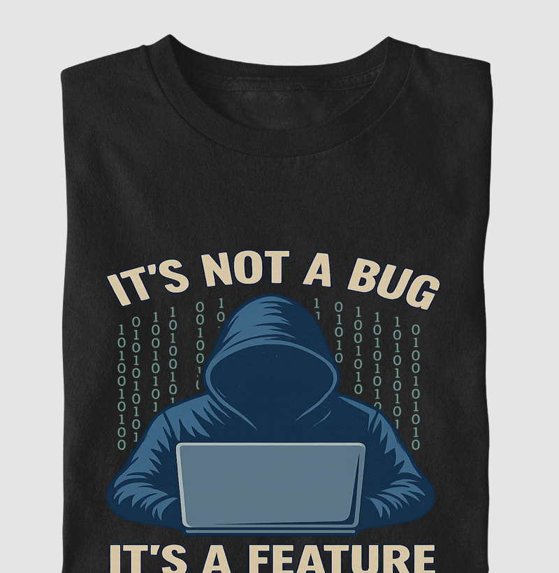Camiseta It's Not a Bug, It's a Feature (For Attackers) – O bug que virou punchline