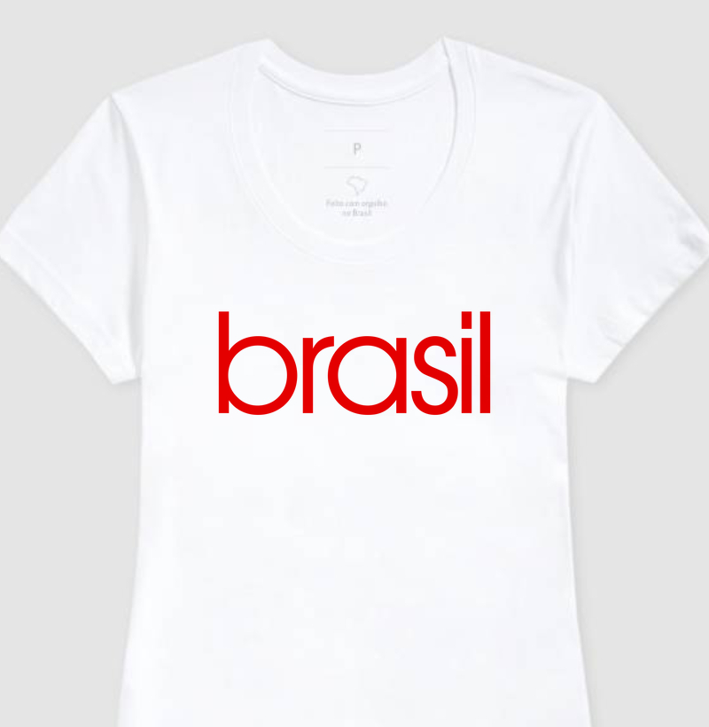 Camiseta Feminina Brasil Estampa Vermelha