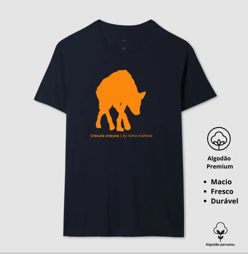 Camiseta Animalis Hiena Solitária 100% Algodão Peruano