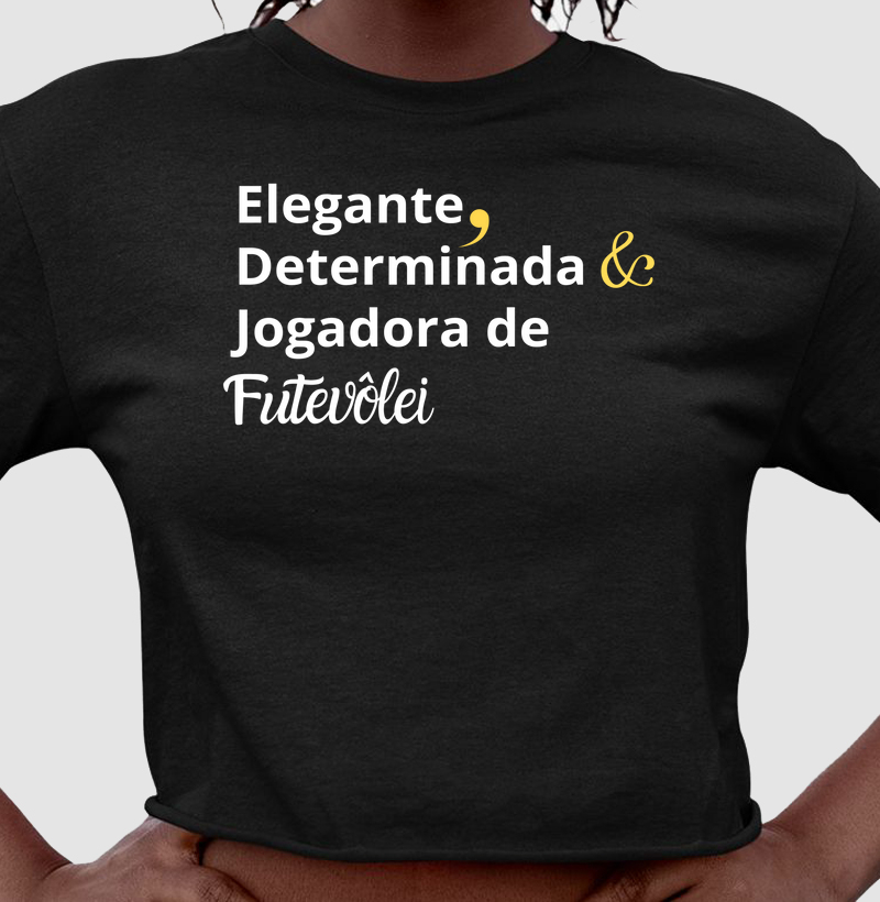 Cropped elegante, guerreira e jogadora de futevôlei