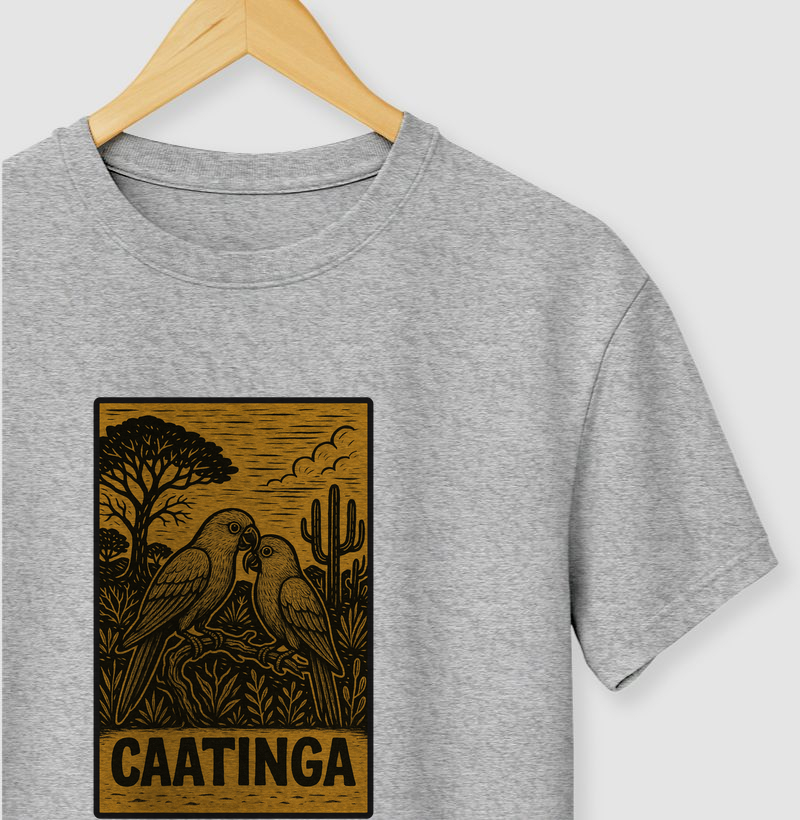 Xilogravura Ararinhas azuis Caatinga