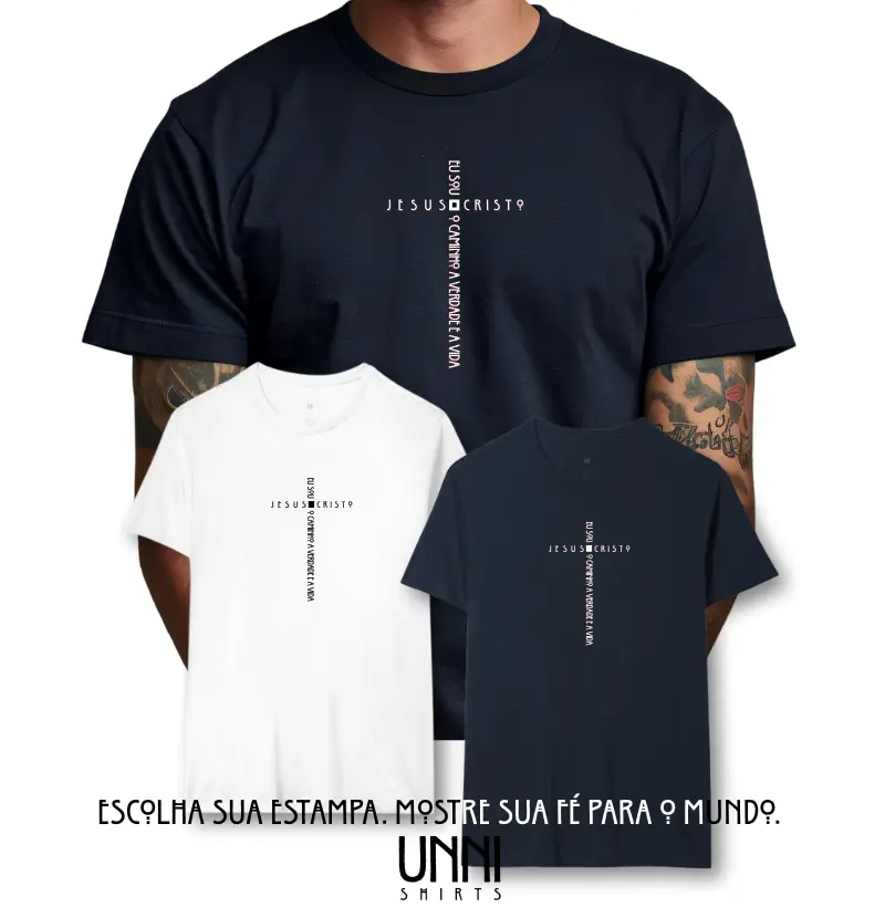 Camiseta Jesus Cristo João14:6 Cruz Preta Masculina