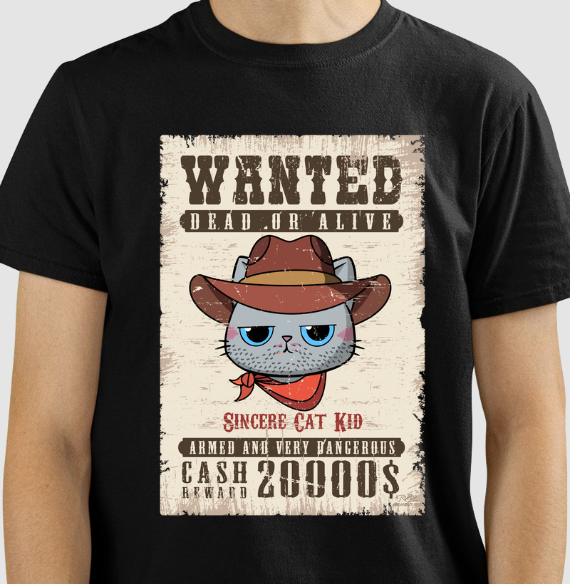 Camiseta Wanted Cat Kid