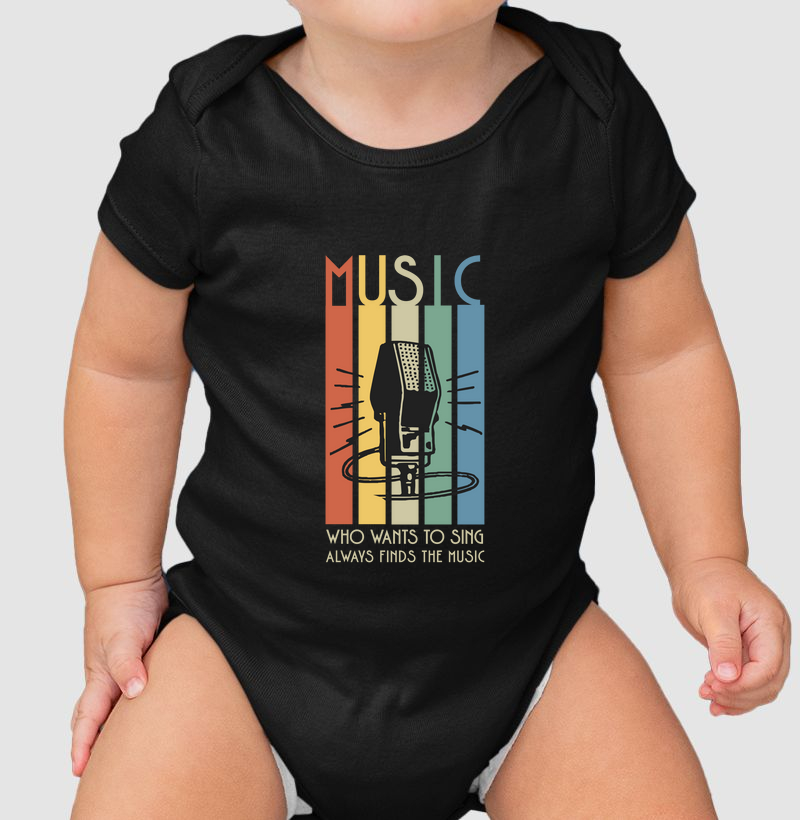 Body Infantil  Microfone Vintage