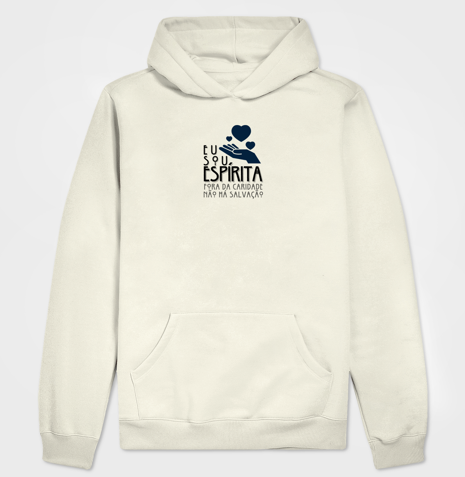 Estampa Sou Espírita Corações Off White Masc.