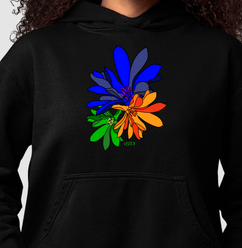 Flores azul, verde,laranja