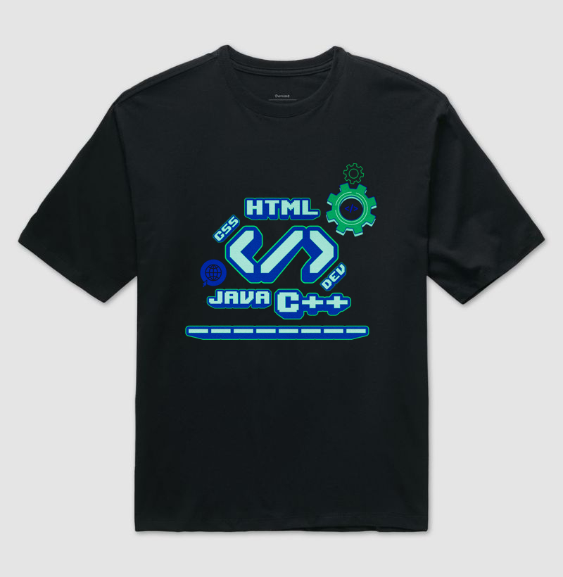 Camiseta Oversized Dev Mode – Estilo Tech Retrô