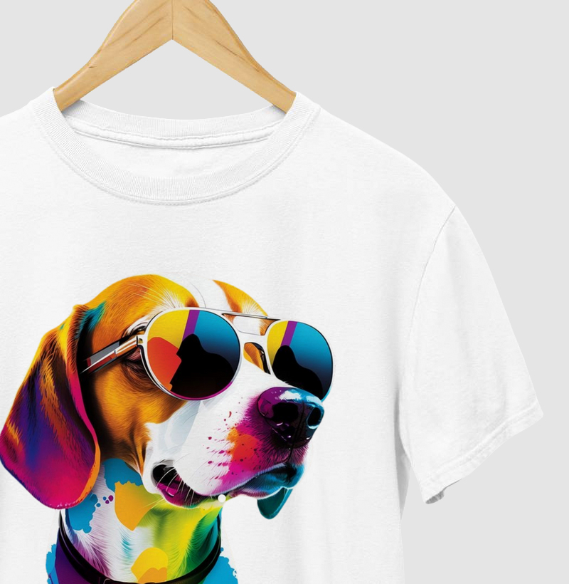Camiseta com estampa geek - Dog de óculos