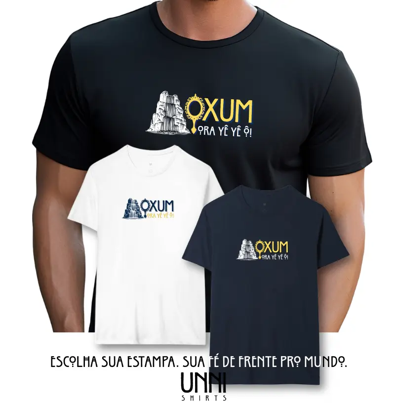 Camiseta Oxum Cachoeira Sombreada Preta Masc.