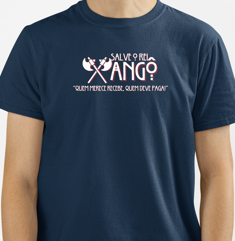 Camiseta Salve o Rei Xangô Sombreada Azul Marinho