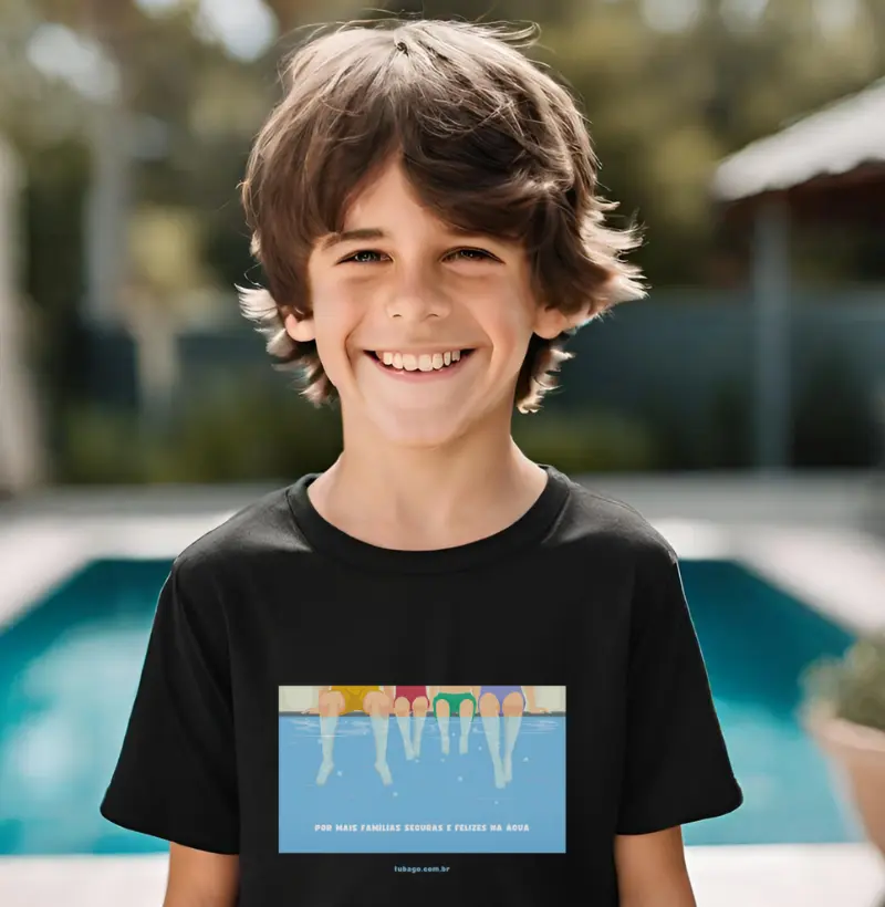 Camiseta mini infantil | POR MAIS FAMÍLIAS SEGURAS E FELIZES NA ÁGUA