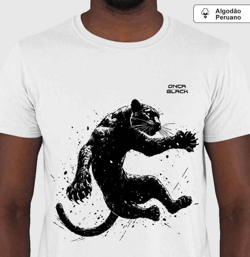 Camiseta Algodão Peruano Onça Arte