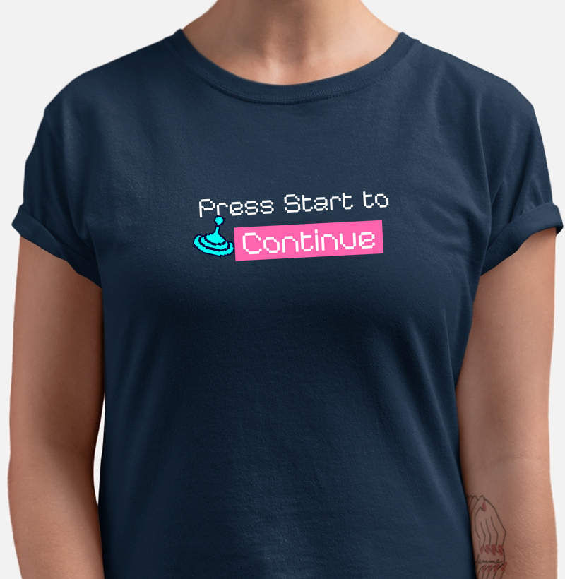 Camiseta “Press Start to Continue"