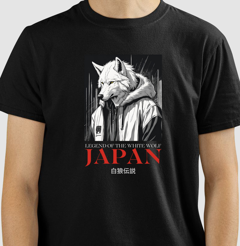Camiseta Lobo Branco Japonês