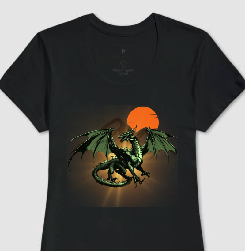 Camiseta Feminina Arquétipo do Dragão e Sol  Poder e Autoridade