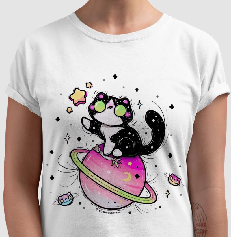 Cat playing with stars