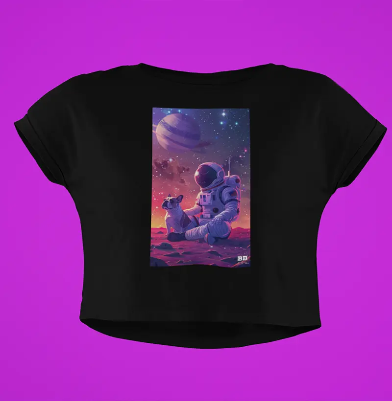 Camiseta Cropped Bulldog Frances "Outro Mundo II"