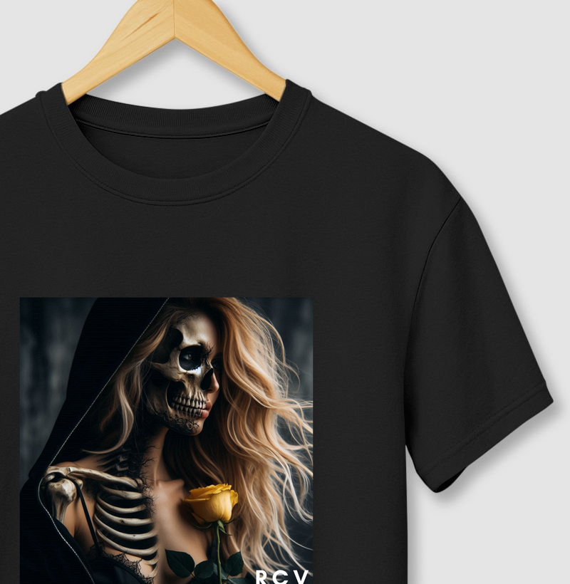 Camiseta RCV Rosa Caveira Flor do Oculto