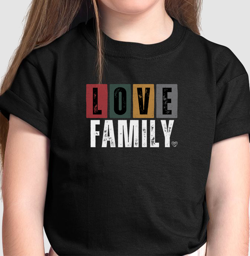 Camiseta Infantil - Love Family colorida