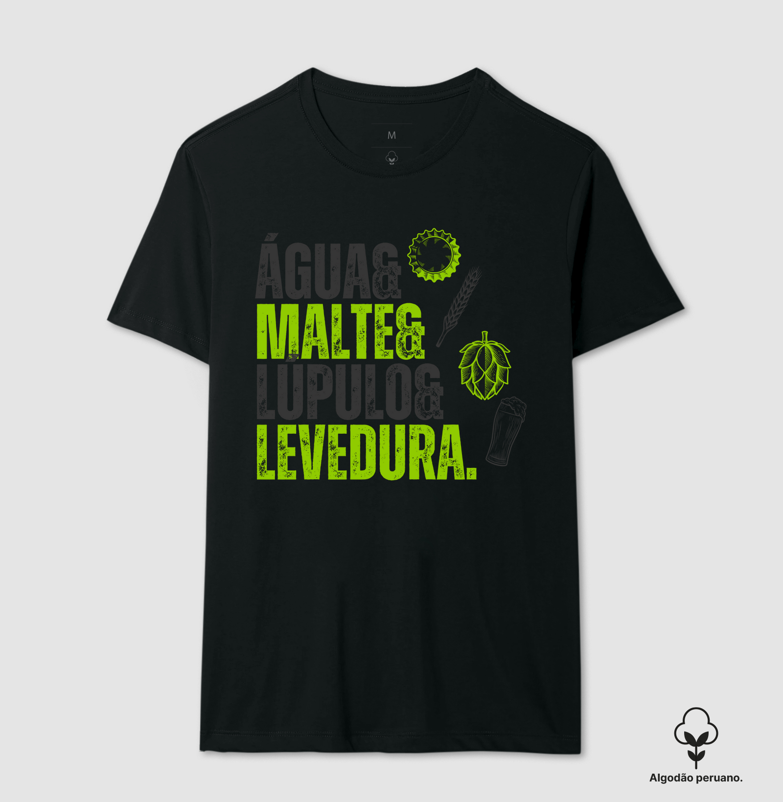 Estampa Água, Malte, Lúpulo, Levedura - A Essência da Cerveja em Quatro Elementos"