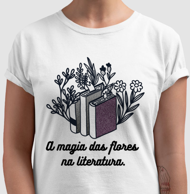 Camiseta Literatura e flores