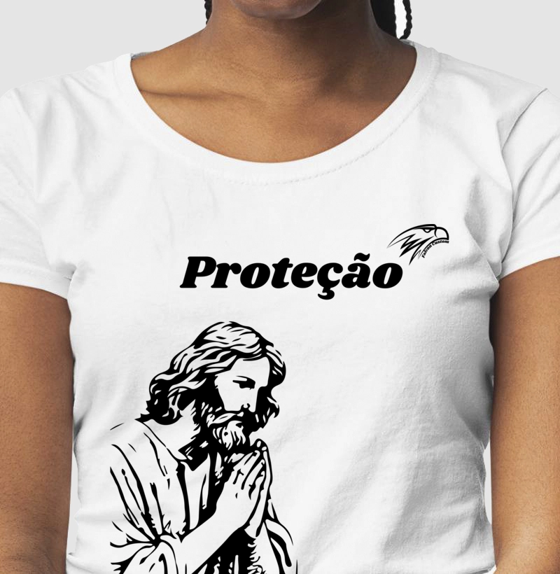Camiseta Feminina Proteção Jesus em Oração