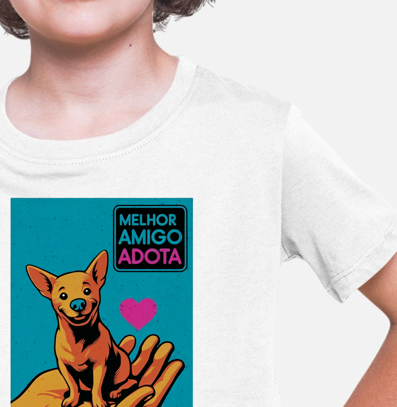 Camiseta Infantil Cãonsciente - Melhor Amigo Adota - Poster