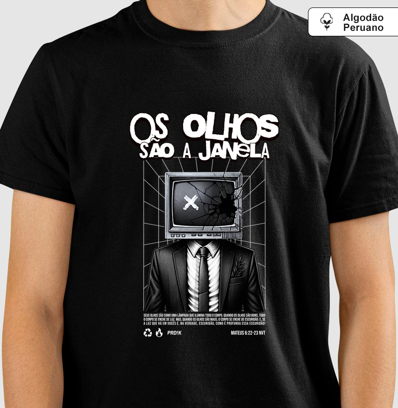 Camiseta Algodão Peruano com Estampa - Os Olhos São a Janela