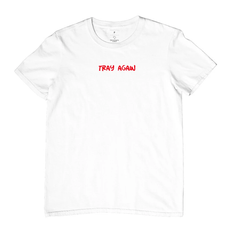 Camiseta Aimobaba Tray Again 2 masculina branca