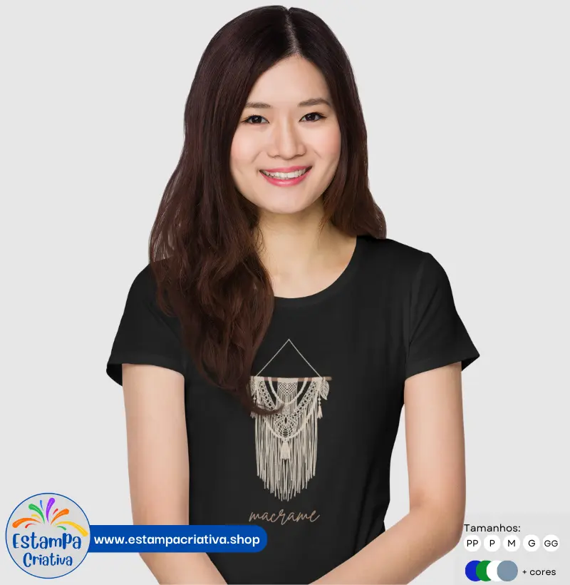 Camiseta Criativa Feminina Estampa Macrame