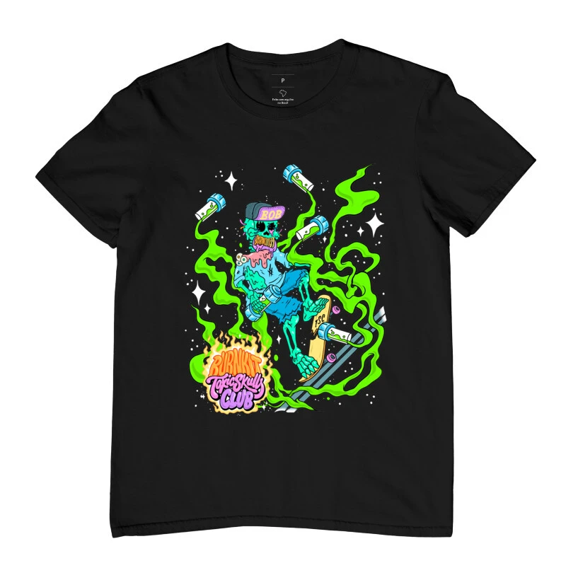 Camiseta Collab Burnkit x Toxic Skulls Club Wormy 