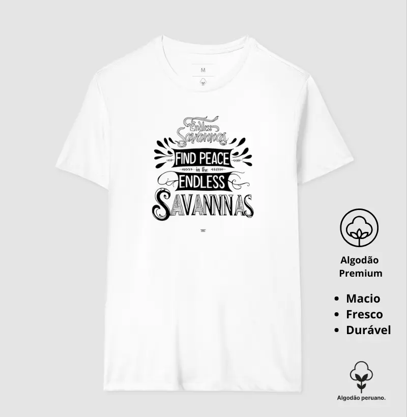 Camiseta Animalis Paz na Savana 100% Algodão Peruana