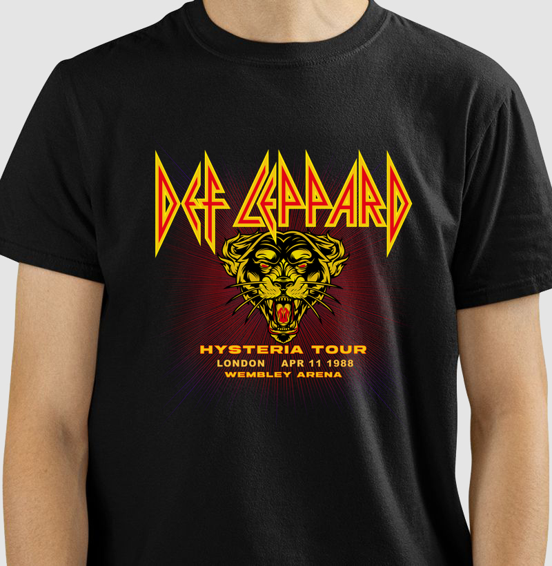 CAMISETA ESTAMPA DEF LEPPARD - HYSTERIA TOUR