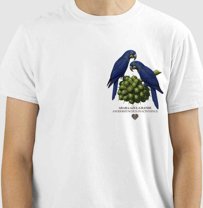 CAMISETA ARARA-AZUL (ESTAMPA PEQUENA)
