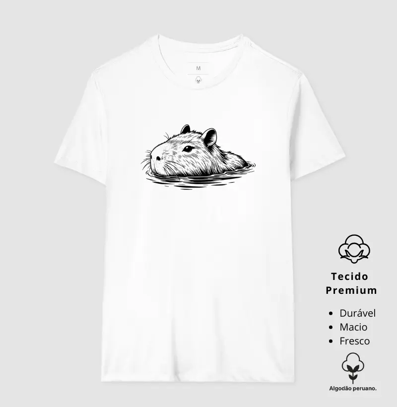 Camiseta Animalis 100% Algodão Peruano Capivara