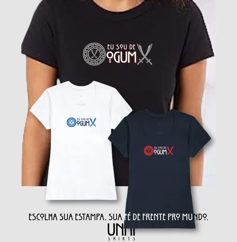 Camiseta Sou de Ogum Sombreada Preta Feminina