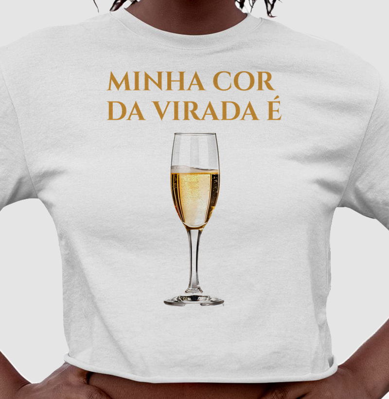 Camiseta Cropped Cor da Virada - Champagne