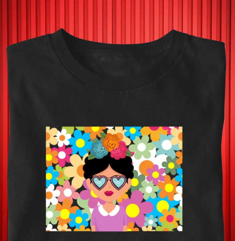 FRIDA COM  OCULOS DE CORAÇÃO