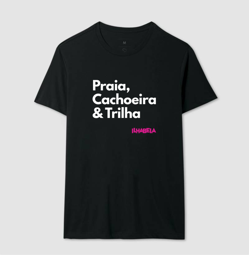 Camiseta Praia, Cachoeira & Trilha Ilhabela Rosa