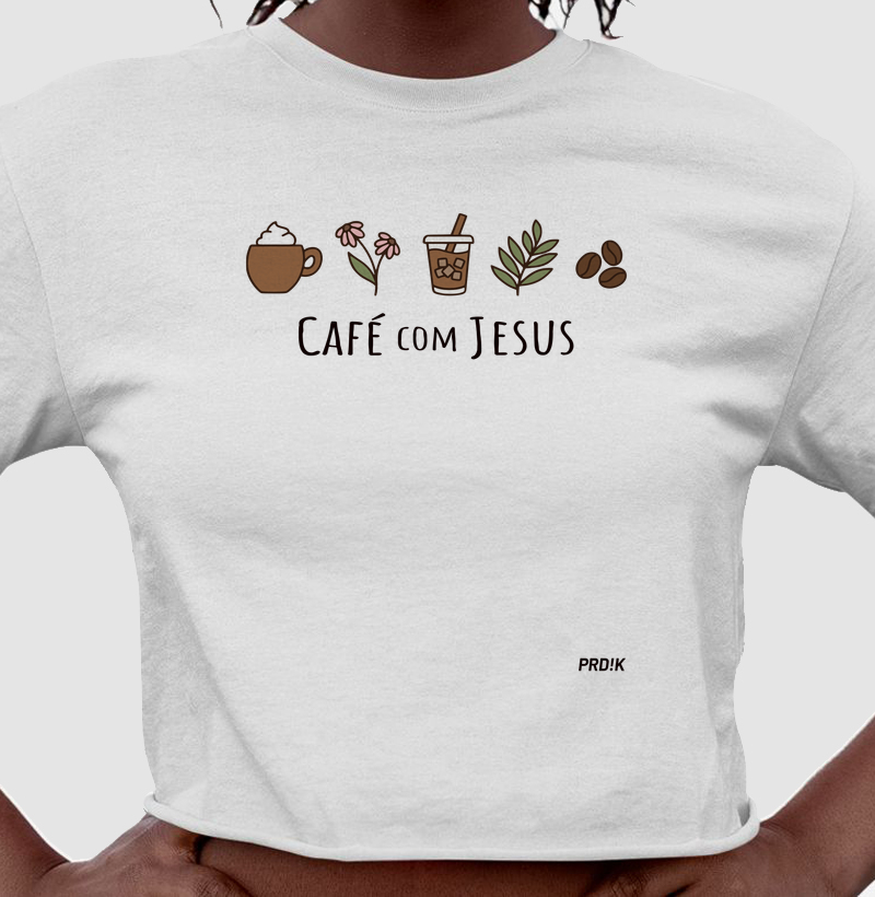 Cropped Algodão com Estampa - Café com Jesus