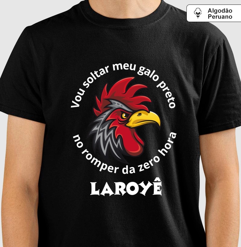 Camiseta Algodão Peruano - Premium -  Galo Preto