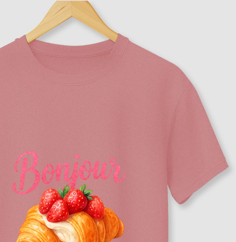 Camiseta Bonjour Croissant – Mood Parisiense e Estampa Confeitaria