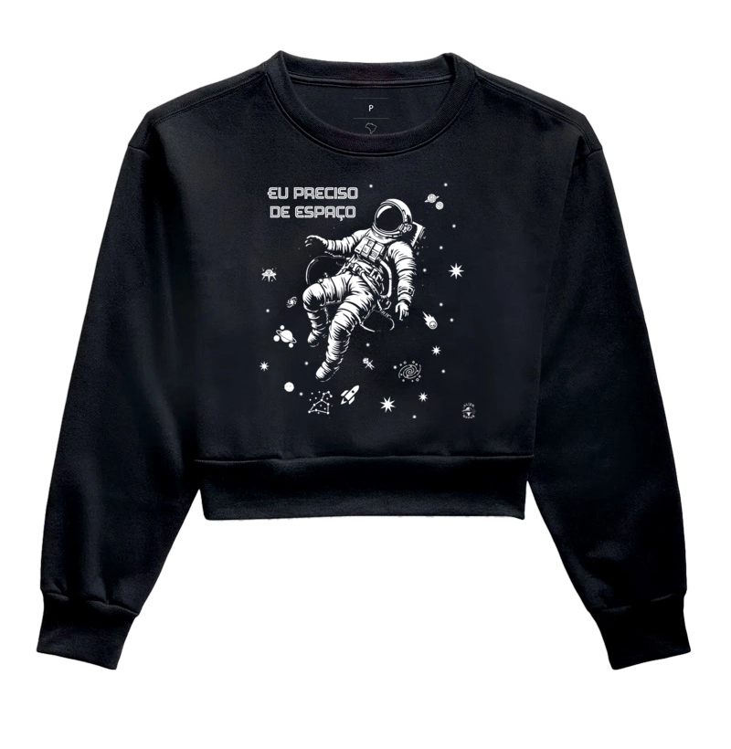 Cropped Moletom "Eu Preciso de Espaço"