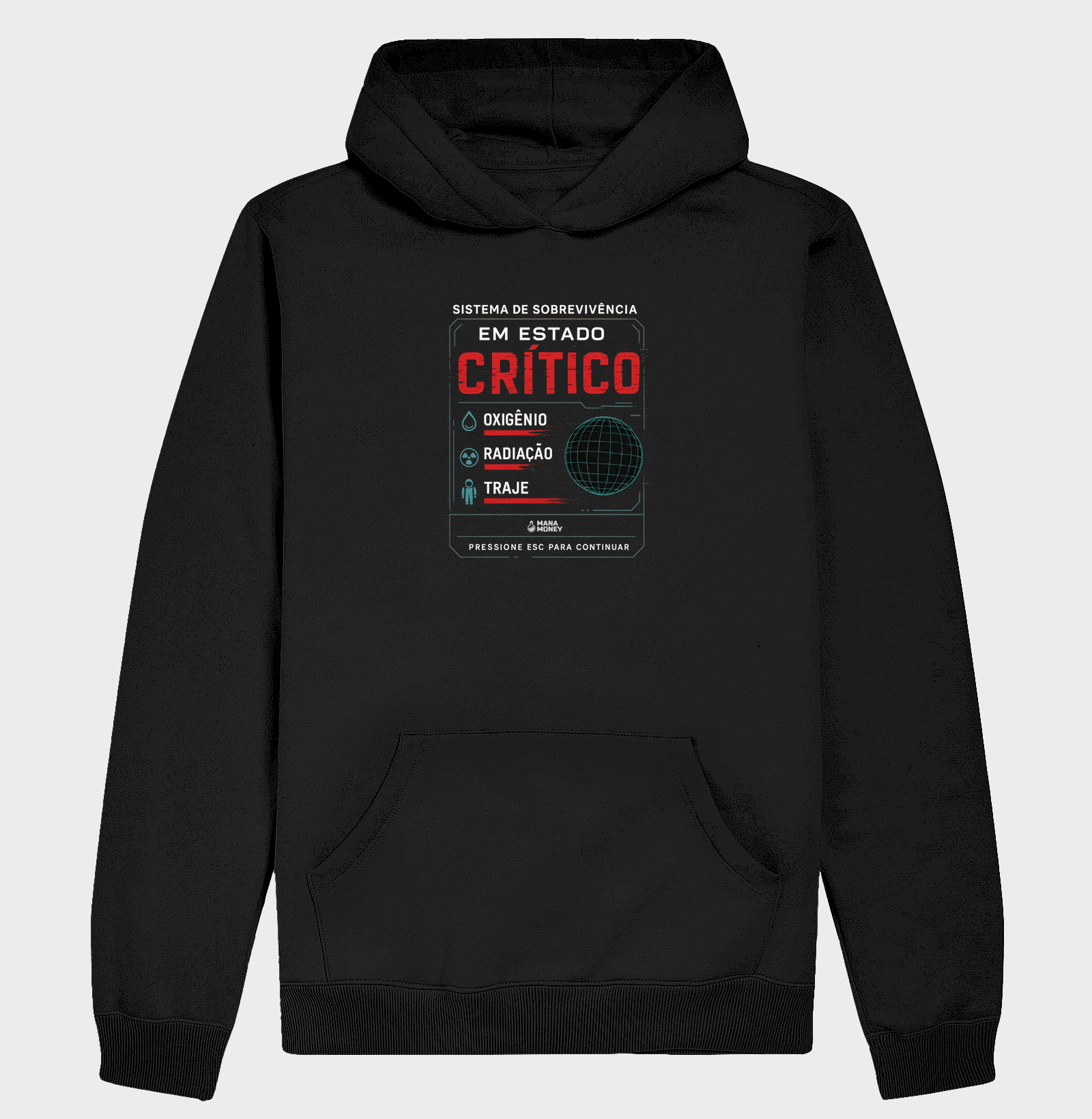 HUD CRÍTICO – Camiseta Gamer Sci-Fi com Estampa Glitch de Sistema em Colapso | ManaMoney Oficial