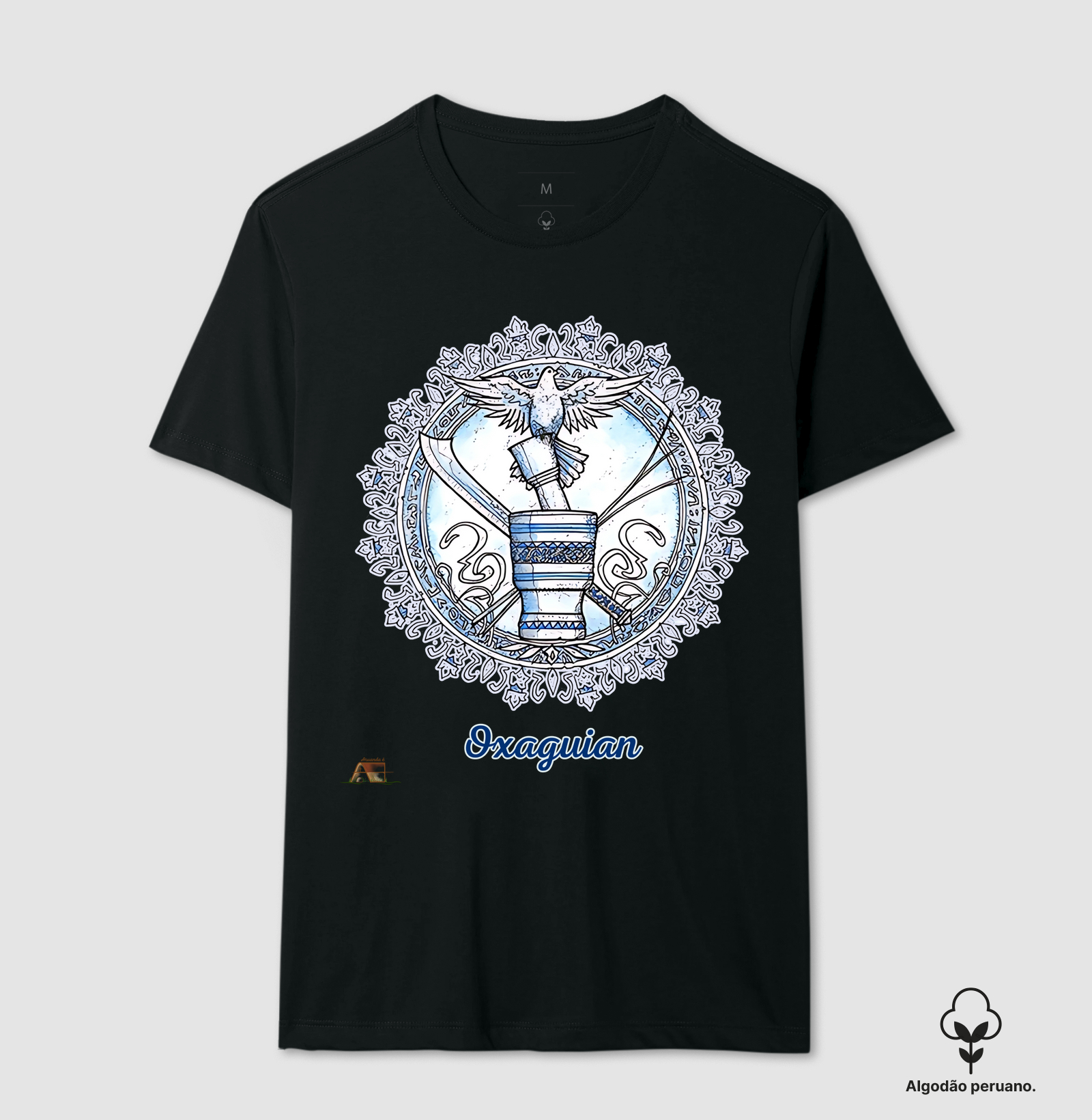 Camiseta Aruanda ê Armas de Oxaguian Sabedoria Jovem em 100% Algodão