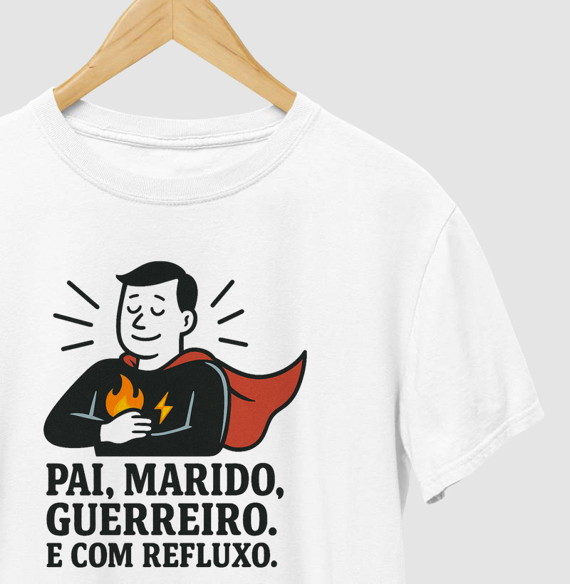 Camieta Pai, marido e com refluxo