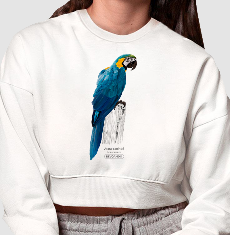 Aves do Brasil - Arara-canindé - Moletom Cropped
