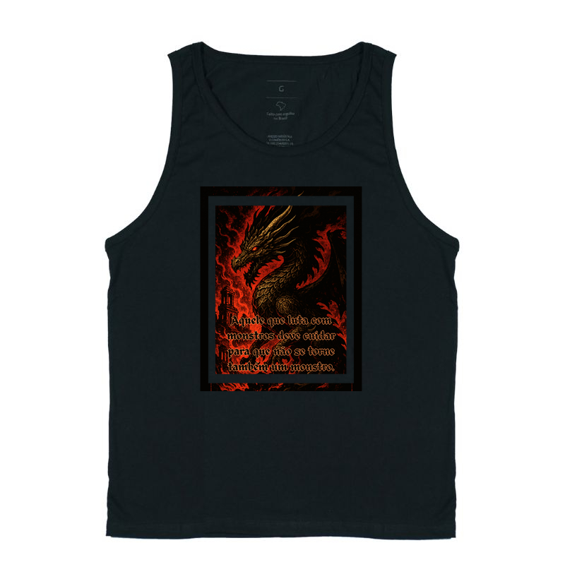 "Olhos do Abismo" – Camiseta Estampa Dragão & Nietzsche