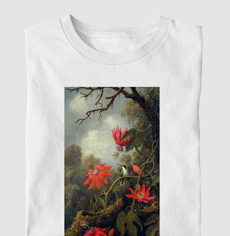 Hummingbird and Passionflowers