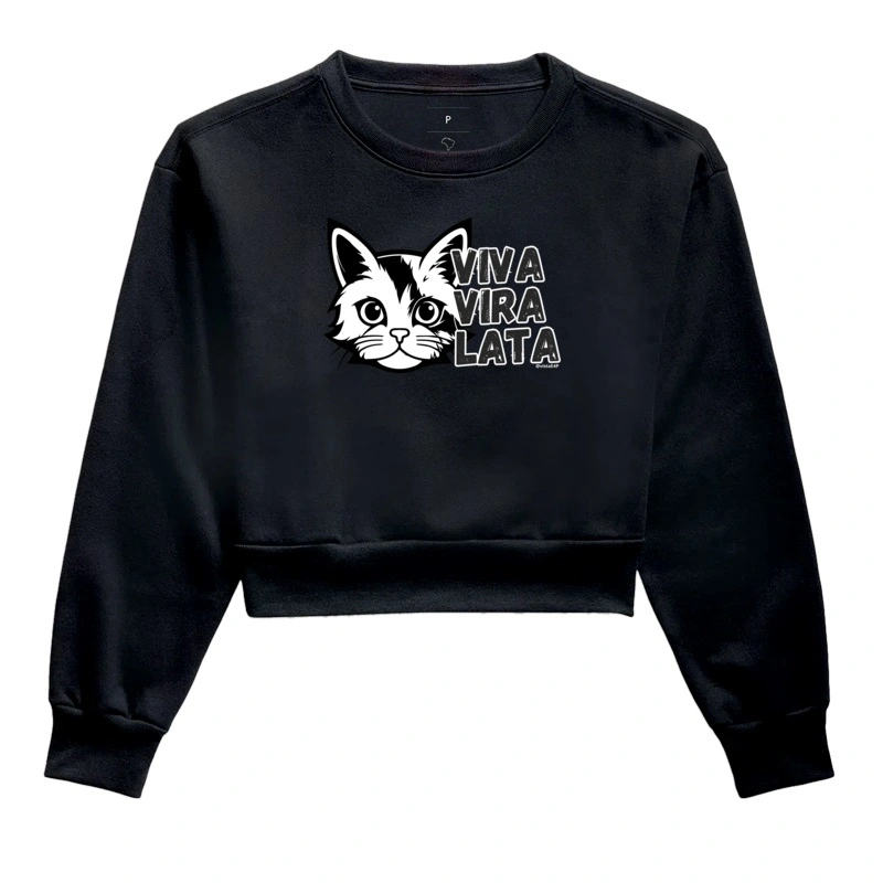 #015 - Viva Vira Lata - gato - Moletom Cropped